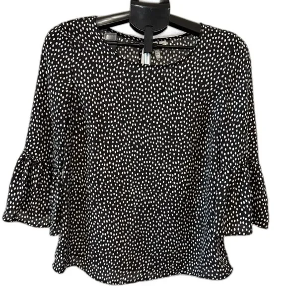 Elle Polka Dot Blouse with Ruffle Flare Sleeves - Picture 4 of 7